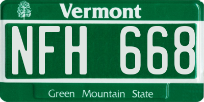 VT license plate NFH668