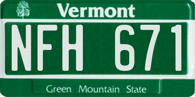 VT license plate NFH671