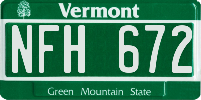 VT license plate NFH672