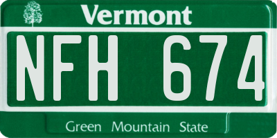VT license plate NFH674
