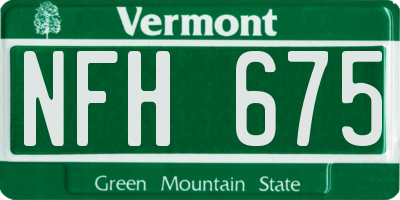 VT license plate NFH675