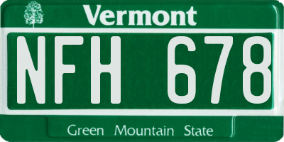 VT license plate NFH678