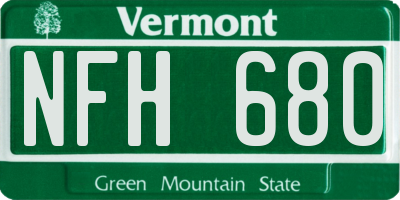 VT license plate NFH680