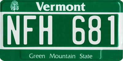 VT license plate NFH681