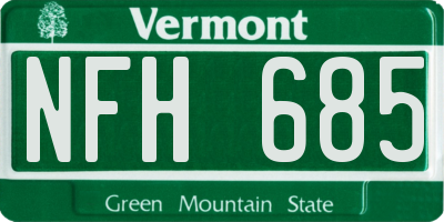 VT license plate NFH685