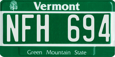 VT license plate NFH694