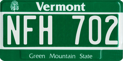 VT license plate NFH702