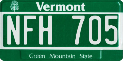 VT license plate NFH705