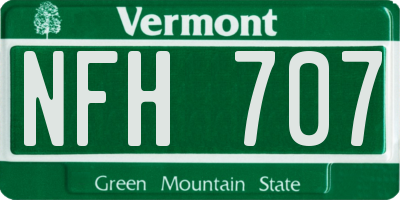VT license plate NFH707