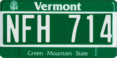 VT license plate NFH714