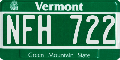 VT license plate NFH722