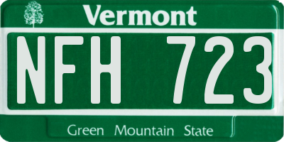 VT license plate NFH723