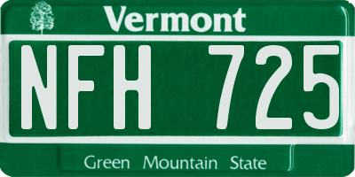 VT license plate NFH725