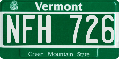 VT license plate NFH726