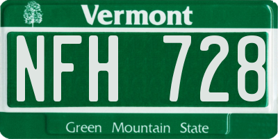 VT license plate NFH728