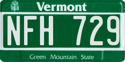 VT license plate NFH729