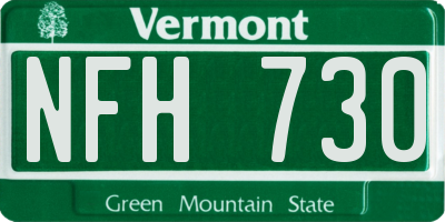 VT license plate NFH730