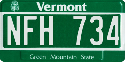 VT license plate NFH734