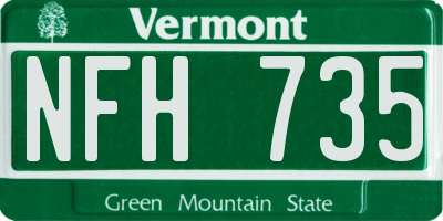 VT license plate NFH735