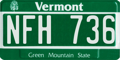 VT license plate NFH736