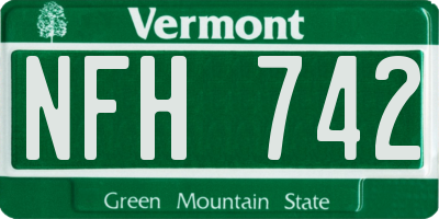 VT license plate NFH742