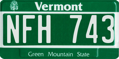 VT license plate NFH743