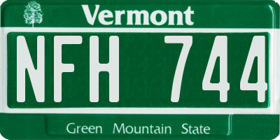 VT license plate NFH744
