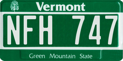 VT license plate NFH747