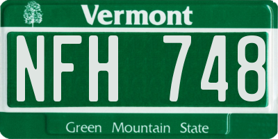 VT license plate NFH748