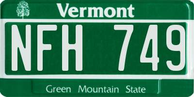 VT license plate NFH749