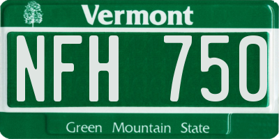 VT license plate NFH750
