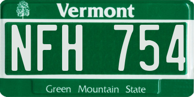 VT license plate NFH754