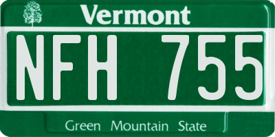 VT license plate NFH755