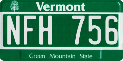 VT license plate NFH756