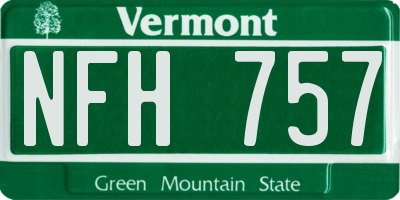 VT license plate NFH757