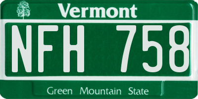 VT license plate NFH758