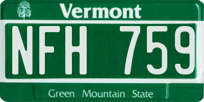 VT license plate NFH759