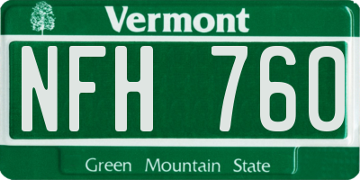 VT license plate NFH760