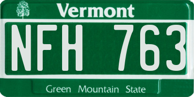 VT license plate NFH763
