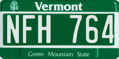 VT license plate NFH764