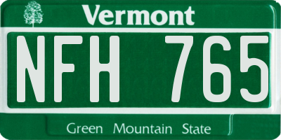 VT license plate NFH765