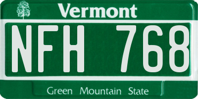VT license plate NFH768