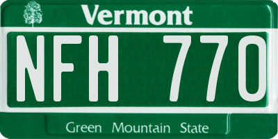 VT license plate NFH770