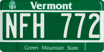 VT license plate NFH772