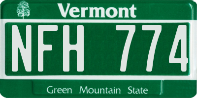 VT license plate NFH774