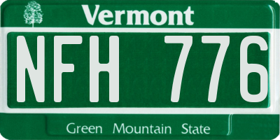 VT license plate NFH776