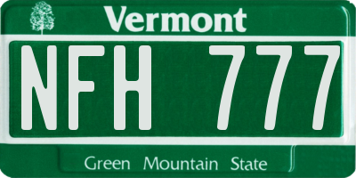 VT license plate NFH777