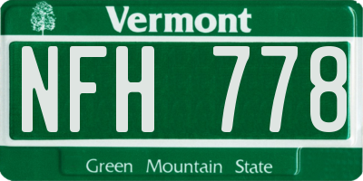 VT license plate NFH778