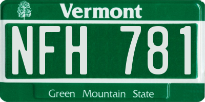 VT license plate NFH781