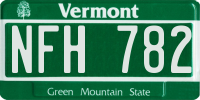 VT license plate NFH782